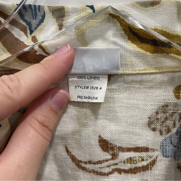 Habitat Linen Leaf Printed Lightweight Jacket Button Down Medium *flawed* - Picture 7 of 10